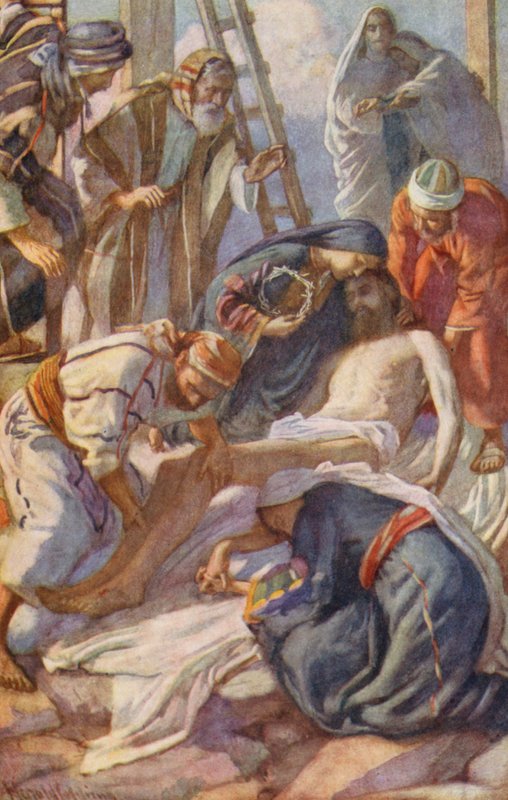 Det nye testamente: Ved korset (fargelitografi) av Harold Copping