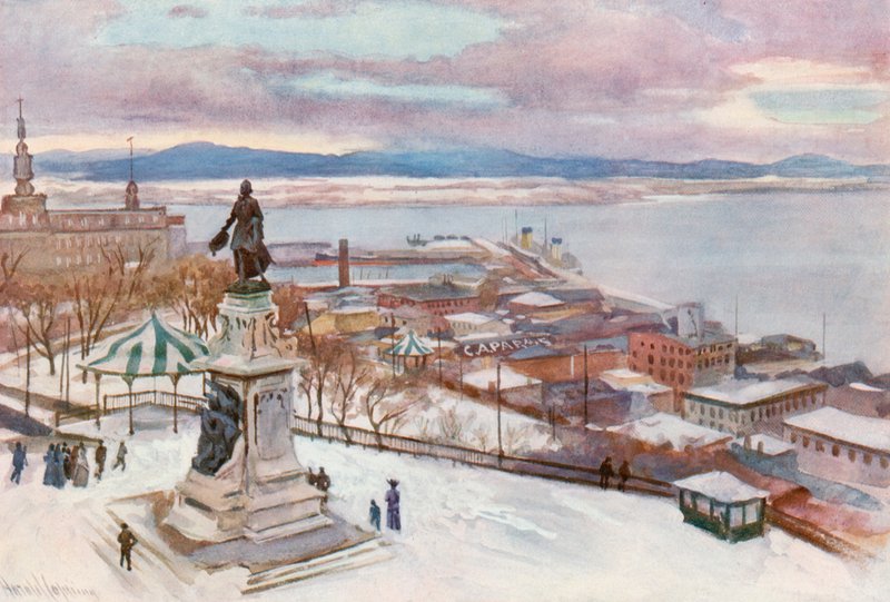 Quebec fra Hotel Frontenac av Harold Copping