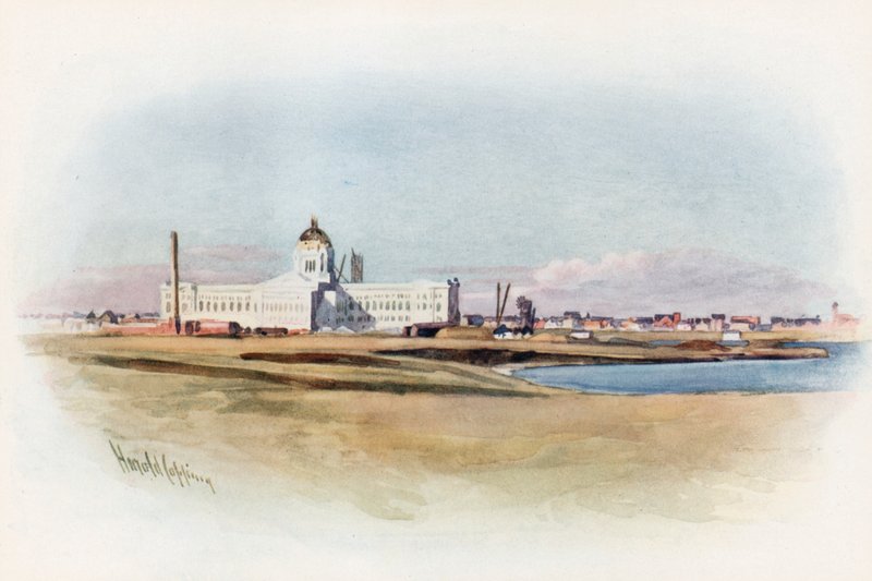 Regina, Saskatchewan, det nye parlamentshuset under oppstilling av Harold Copping