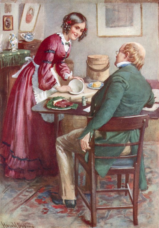 Ruth Pinch lager en pudding av Harold Copping