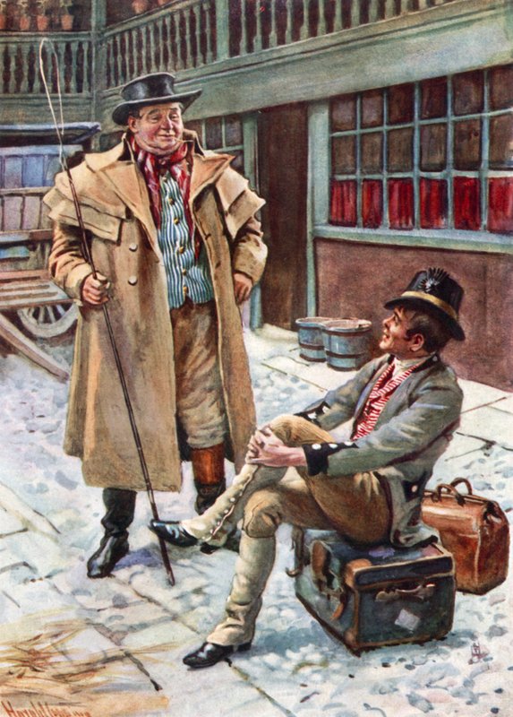 Sam Weller og hans far (farge litho) av Harold Copping