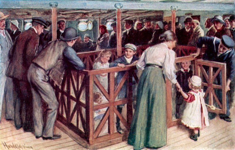 Barnas sandkasse mellom dekk på SS Empress of Britain av Harold Copping