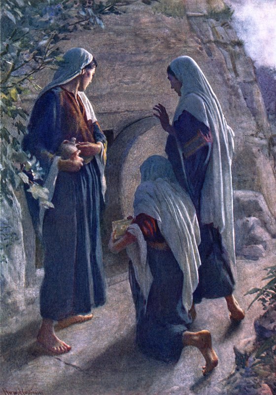 Kvinnen ved graven (farge litho) av Harold Copping