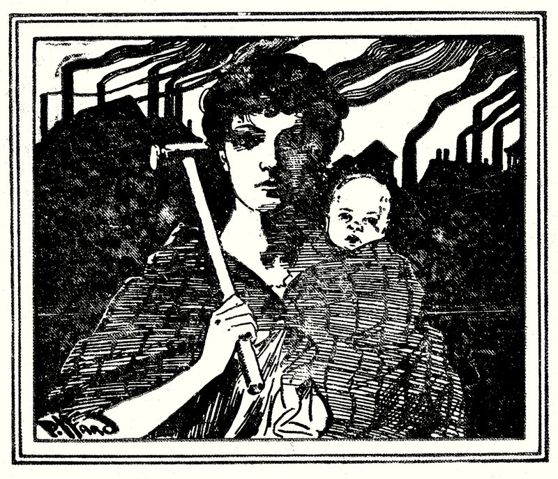Omslagsillustrasjon for The White Slaves of England (s/hv-bilde) av Harold Hume Piffard