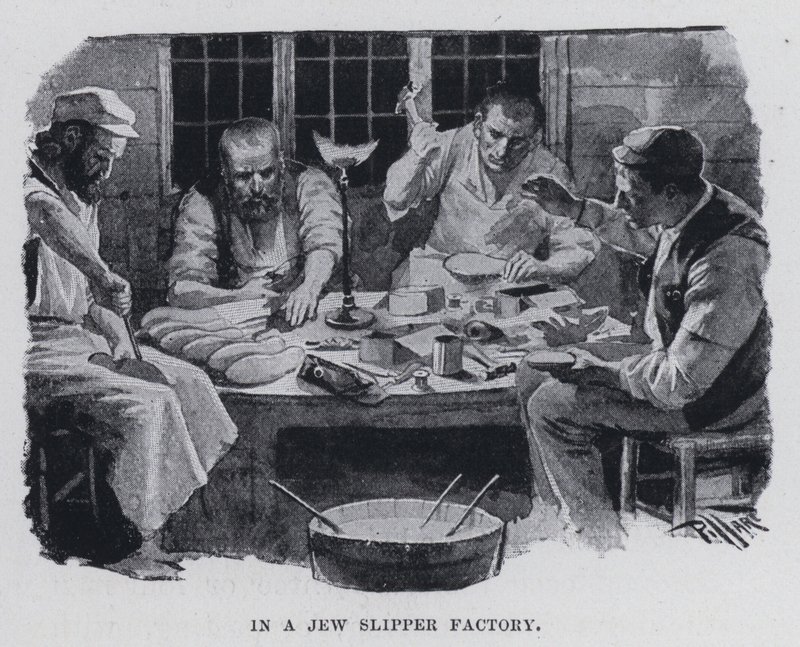 I en jødisk tøffelfabrikk (s/hvitt-bilde) av Harold Hume Piffard