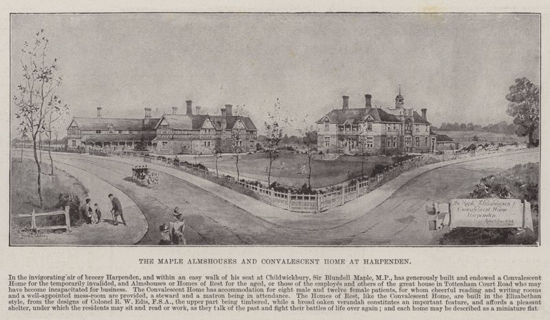 The Maple Almshouses and Convalescent Home at Harpenden av Harold Oakley