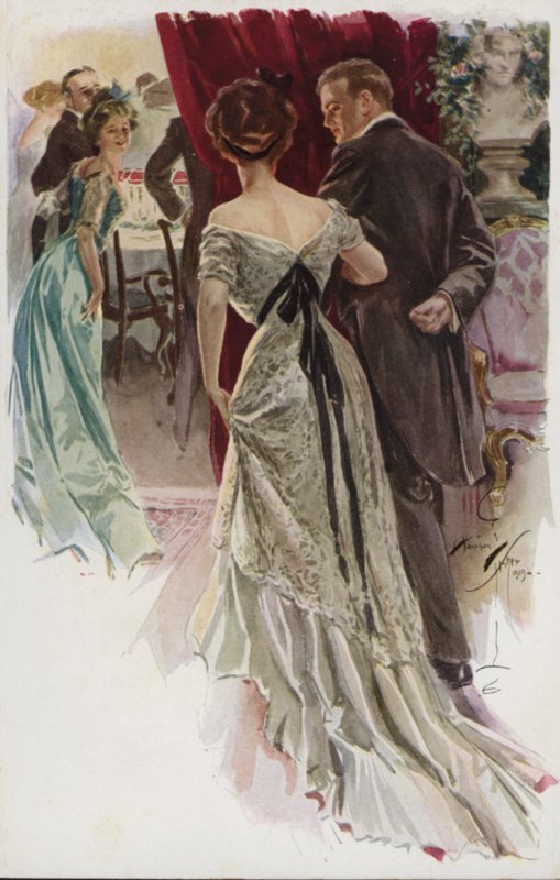 Illustrasjon for When a Man Marries av Mary Roberts Rinehart (farge litho) av Harrison Fisher