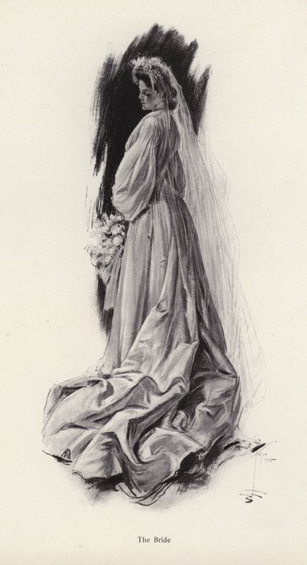 Portrett av en brud (litho) av Harrison Fisher