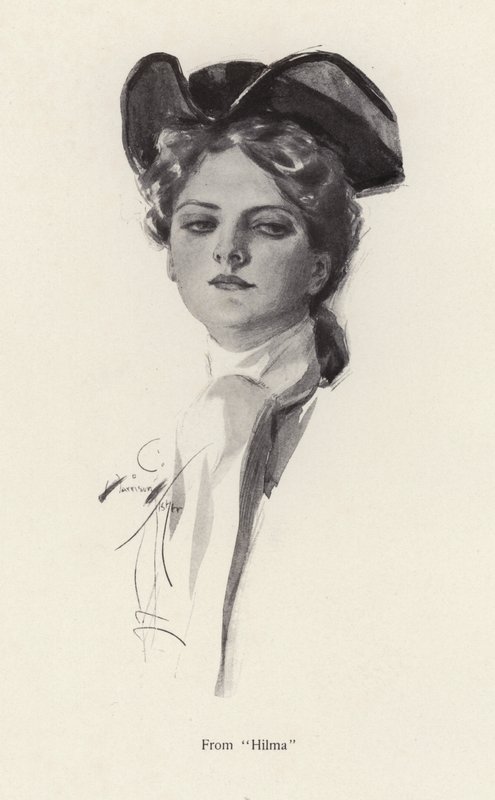 Portrett av en kvinne, en karakter fra Hilma (litho) av Harrison Fisher