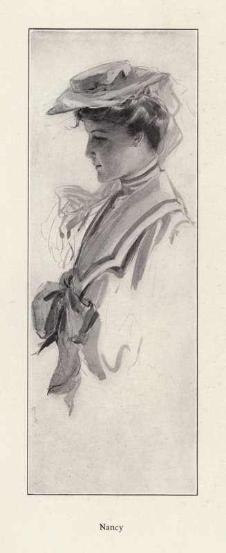 Portrett av en kvinne ved navn Nancy (litho) av Harrison Fisher