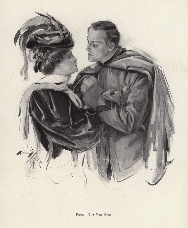Scene fra The Man Hunt (litho) av Harrison Fisher