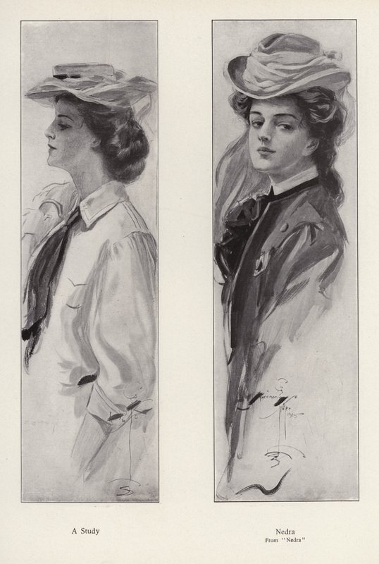 Karakteren Nedra fra romanen Nedra, av George Barr McCutcheon (litho) av Harrison Fisher