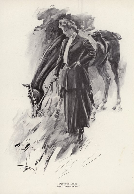 Karakteren Penelope Drake fra romanen, Cowardice Court, av George Barr McCutcheon (litho) av Harrison Fisher