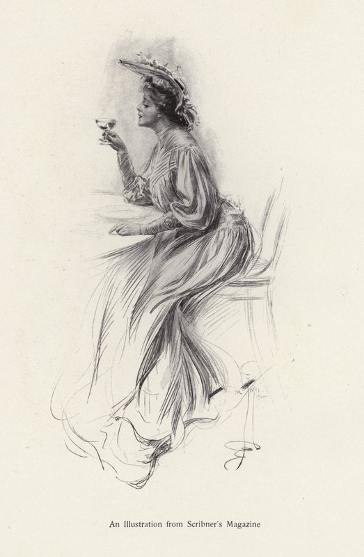 Kvinne med en drink (litho) av Harrison Fisher