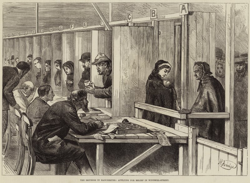 The Distress i Manchester, søker om avlastning i Windmill-Street av Harry Furniss