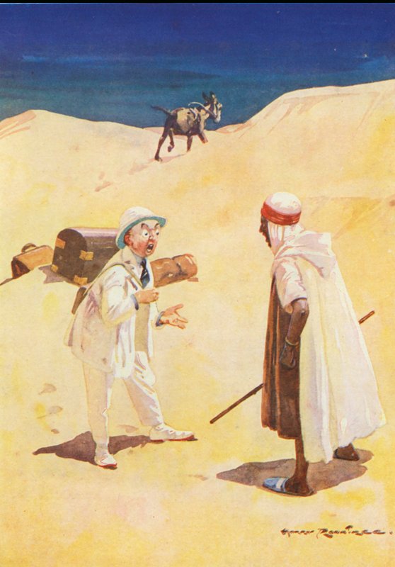 Eselet og hans skygge (farge litho) av Harry Rountree