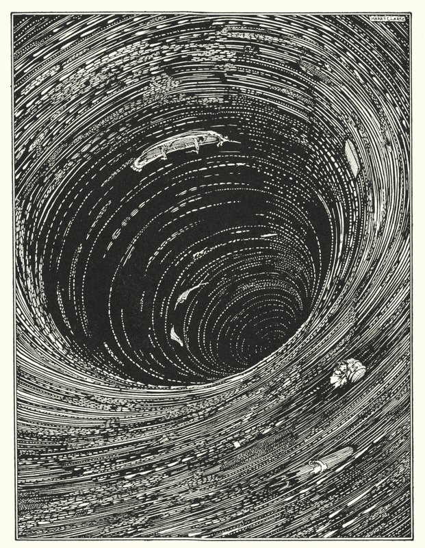 Edgar Allan Poe: Nedstigningen i malstrømmen (lito) av Harry Clarke