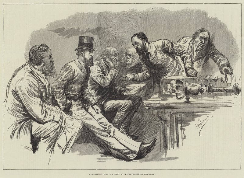 Et vanskelig punkt, en skisse i Underhuset av Harry Furniss