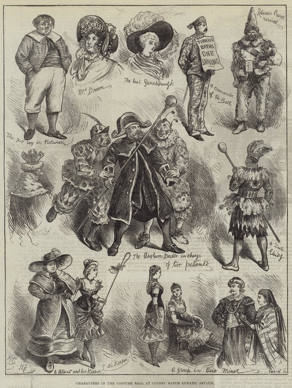 Karakterer i kostymeballet på Colney Hatch Lunatic Asylum av Harry Furniss