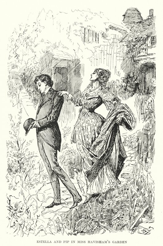 Illustrasjon for store forventninger av Charles Dickens (litho) av Harry Furniss
