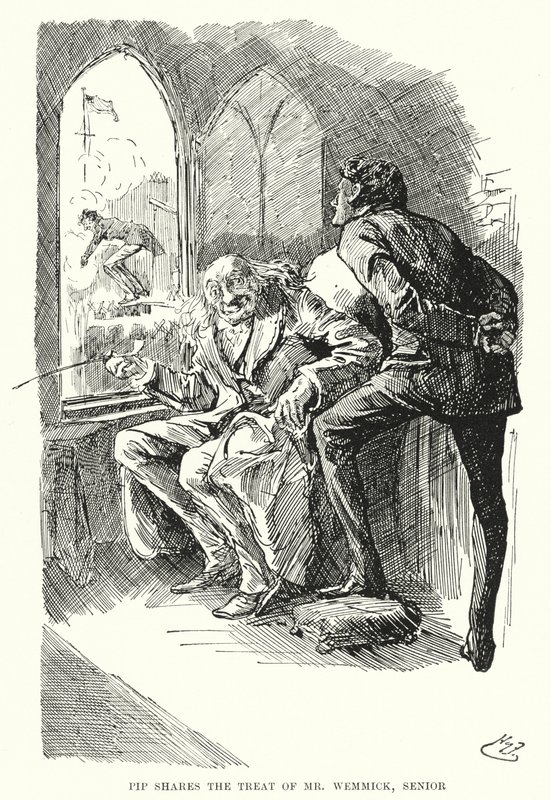 Illustrasjon for store forventninger av Charles Dickens (litho) av Harry Furniss