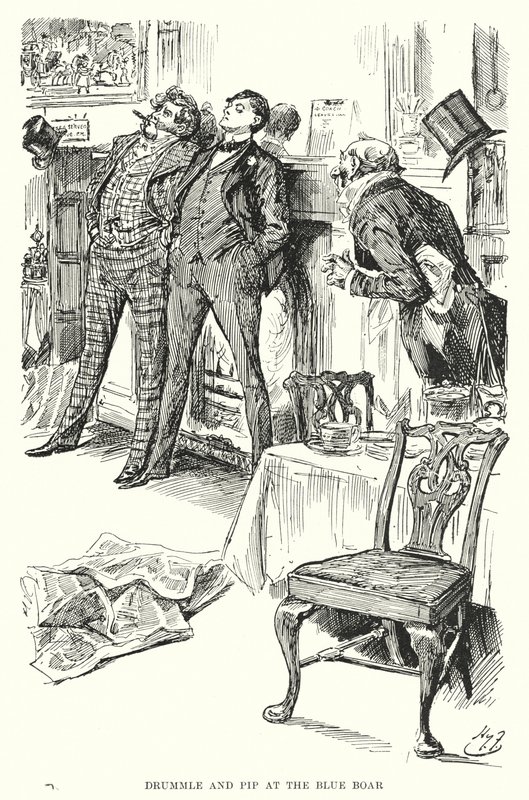 Illustrasjon for store forventninger av Charles Dickens (litho) av Harry Furniss