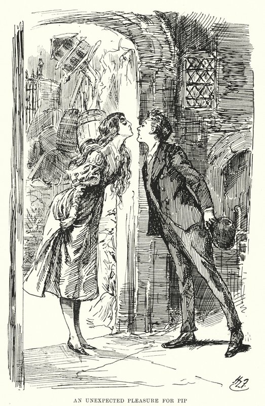 Illustrasjon for store forventninger av Charles Dickens (litho) av Harry Furniss