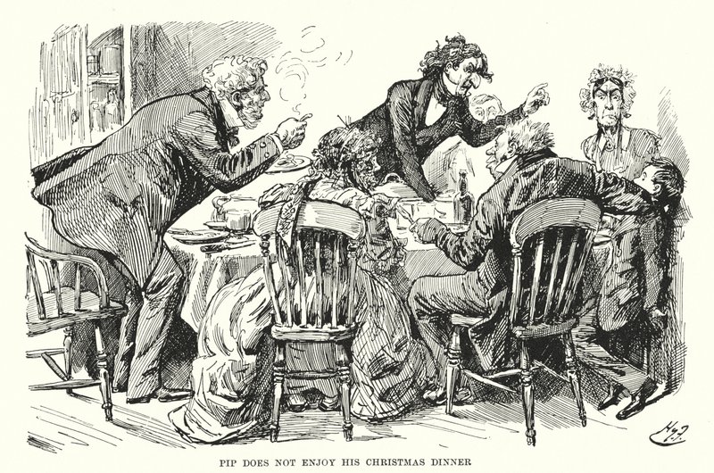 Illustrasjon for store forventninger av Charles Dickens (litho) av Harry Furniss