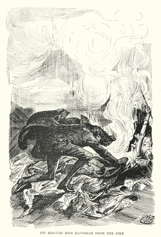 Illustrasjon for store forventninger av Charles Dickens (litho) av Harry Furniss