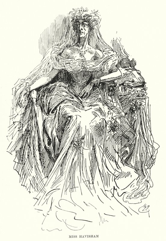 Illustrasjon for store forventninger av Charles Dickens (litho) av Harry Furniss