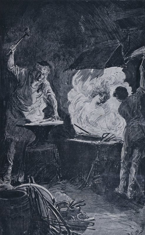 Illustrasjon for store forventninger av Charles Dickens (litho) av Harry Furniss