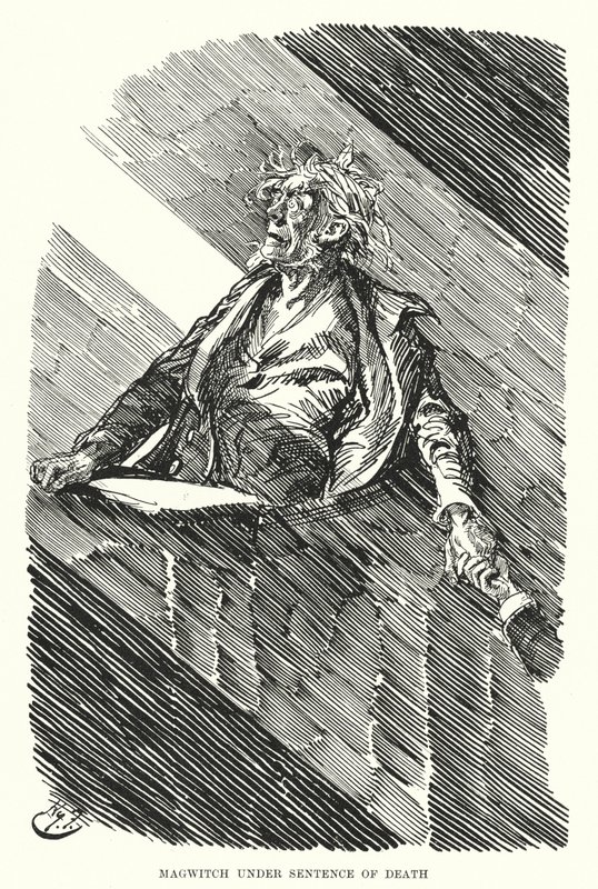 Illustrasjon for store forventninger av Charles Dickens (litho) av Harry Furniss