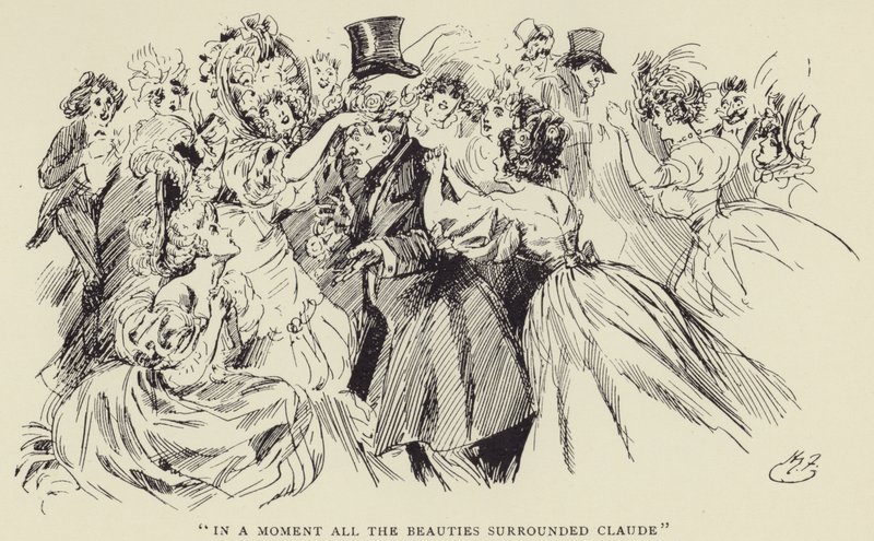 På et øyeblikk omringet alle skjønnhetene Claude av Harry Furniss