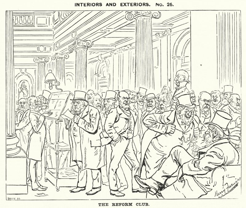 Punch tegneserie: The Reform Club (gravering) av Harry Furniss