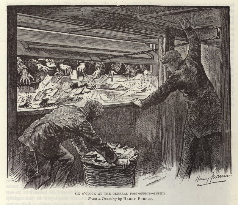 Klokken seks på hovedpostkontoret av Harry Furniss