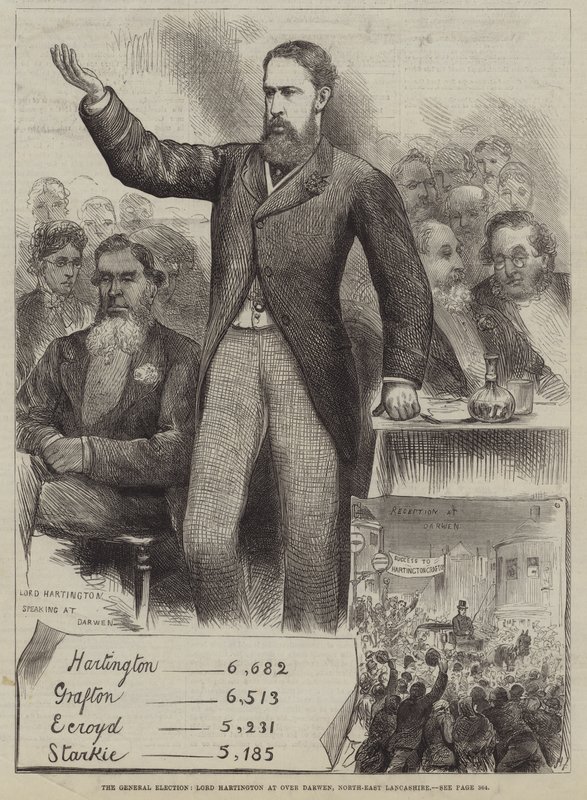 Generalvalget, Lord Hartington ved Over Darwen, North-East Lancashire av Harry Furniss