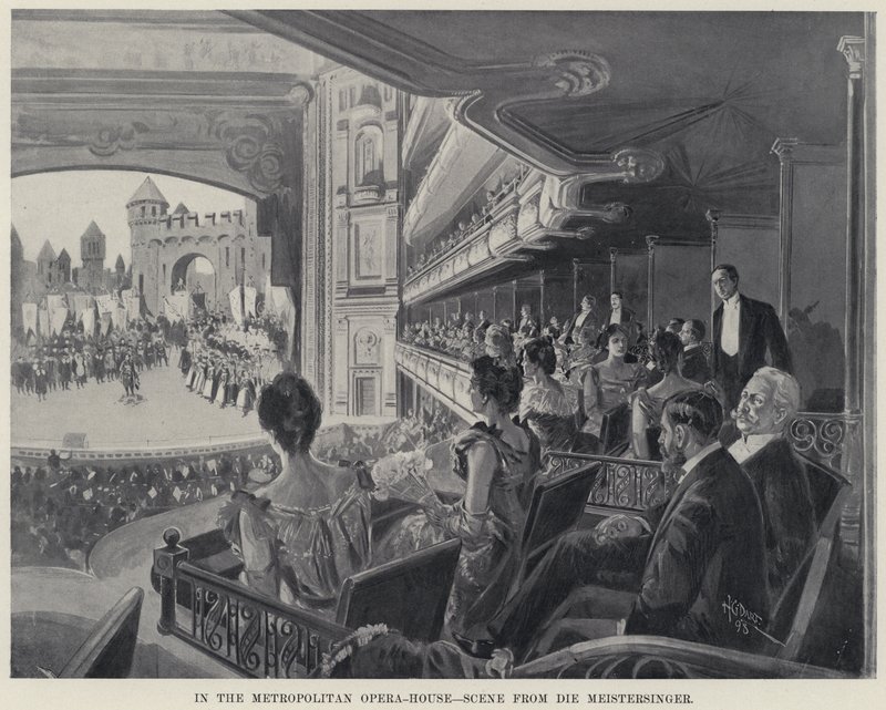 I Metropolitan Opera-House, scene fra Die Meistersinger (litho) av Harry Grant Dart