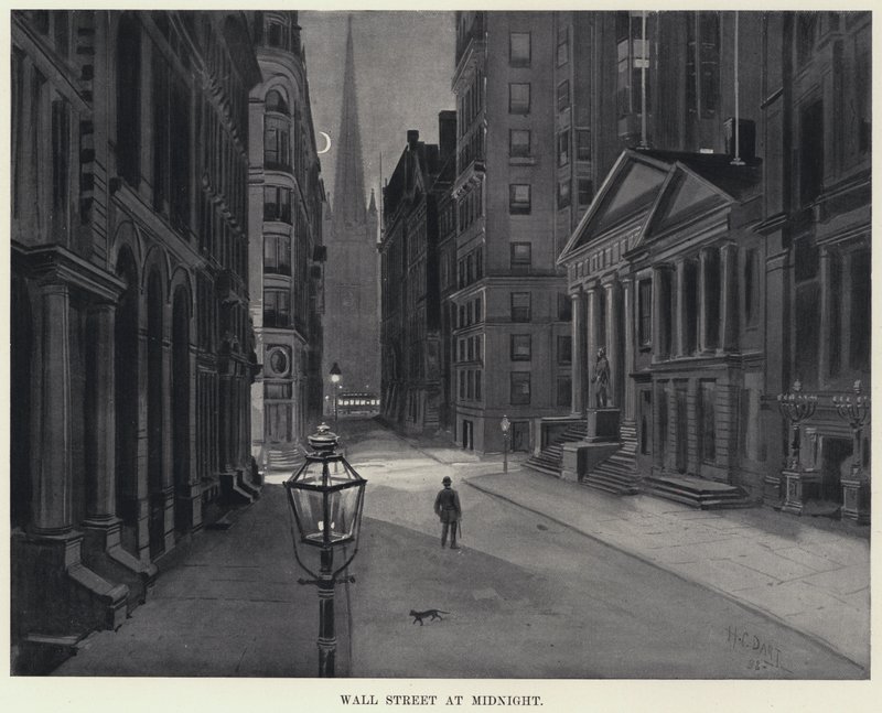 Wall Street ved midnatt (litho) av Harry Grant Dart