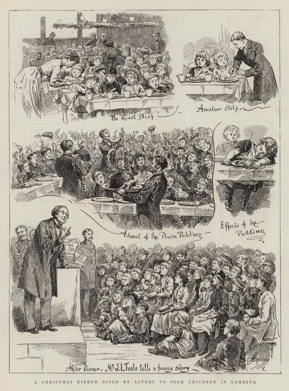 En julemiddag gitt av skuespillere til fattige barn i Lambeth av Harry Hamilton Johnston