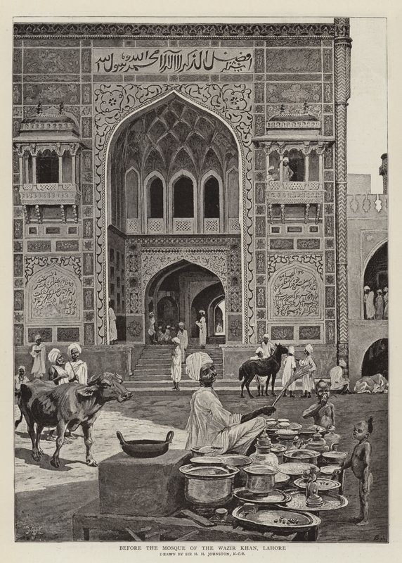 Før moskeen til Wazir Khan, Lahore av Harry Hamilton Johnston