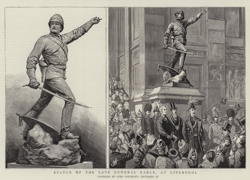 Statue av avdøde general Earle, i Liverpool av Harry Hamilton Johnston