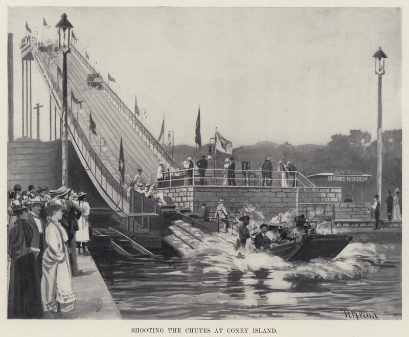 Skyting av renner på Coney Island (litho) av Harry M. Pettit