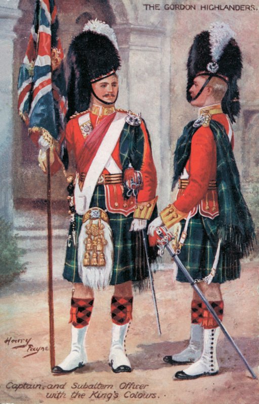 Gordon Highlanders, kaptein og subaltern offiser, med King