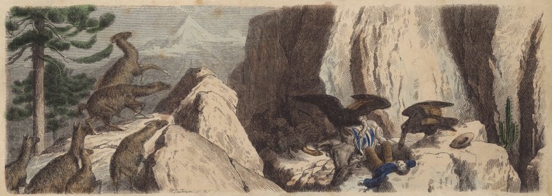 De chilenske Andesfjellene (farget gravering) av Heinrich Leutemann