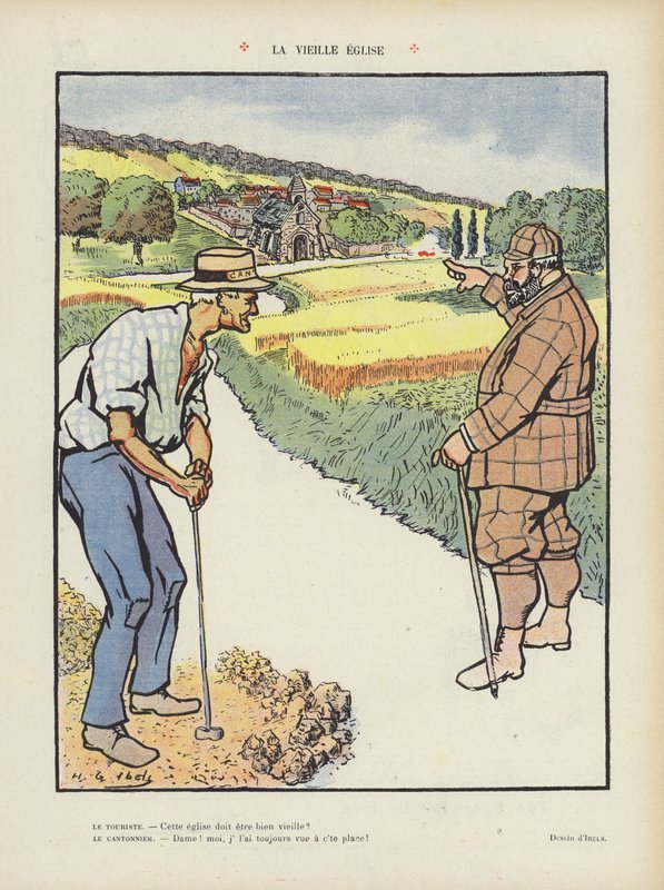 Den gamle kirken. Illustrasjon for Le Rire av Henri Gabriel Ibels