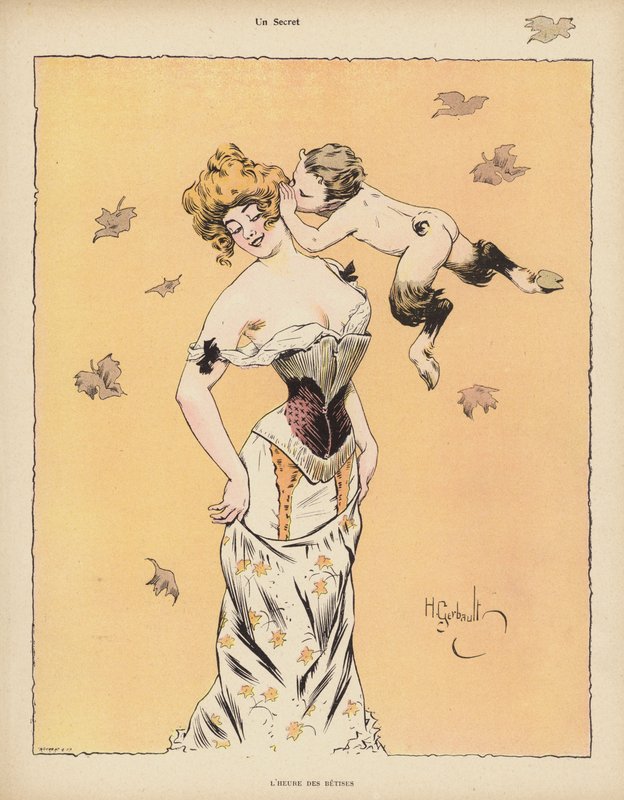 En hemmelighet (farge litho) av Henri Gerbault