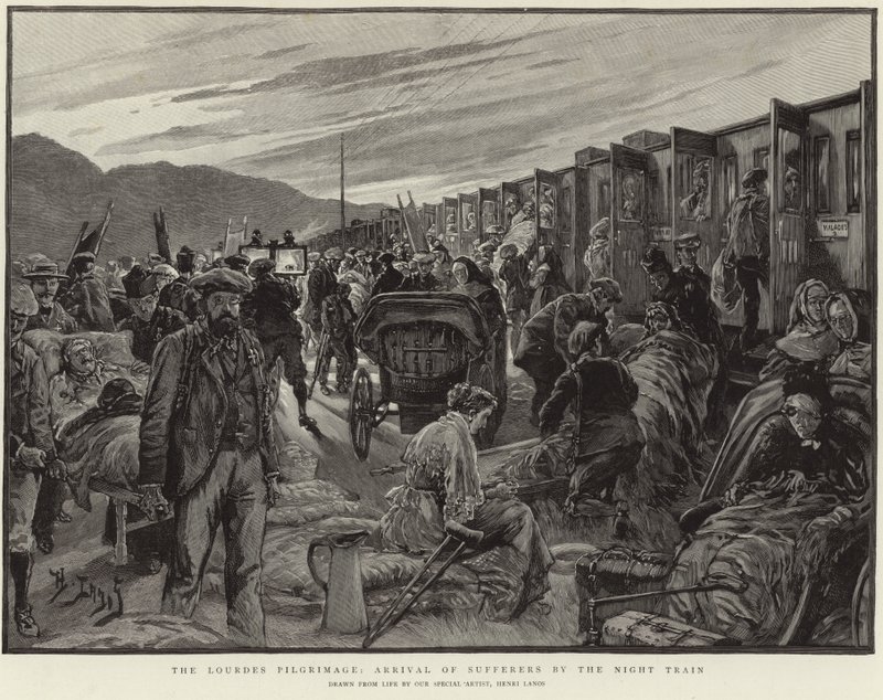 Lourdes-pilegrimsreisen (lito) av Henri Lanos