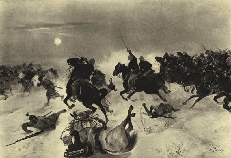 Slaget ved Kassassin, 1882 (gravyr) av Henri Louis Dupray