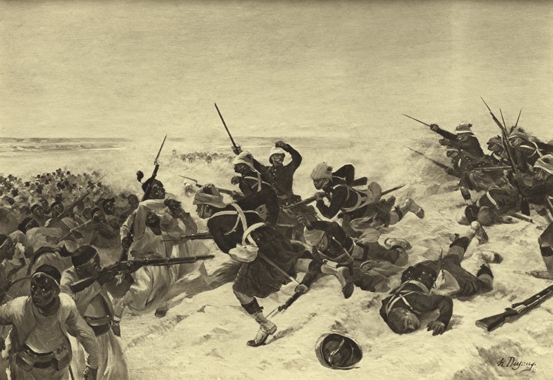 Slaget ved Tel el-Kebir, 1882 (gravyr) av Henri Louis Dupray