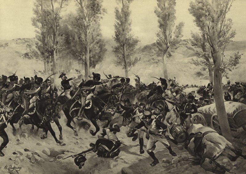 Slaget ved Vitoria, 1813 (gravyr) av Henri Louis Dupray